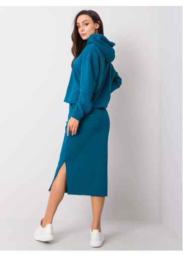 Azúrovo modrá teplákova súprava so sukňou