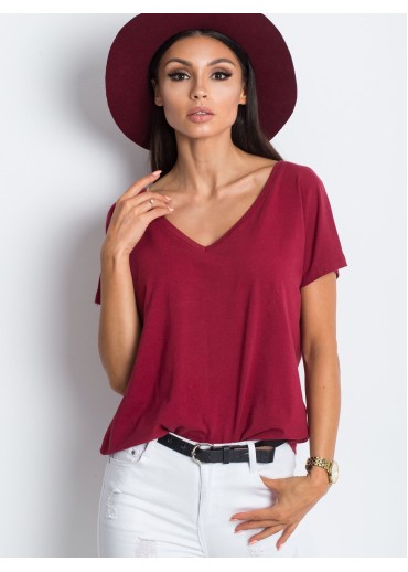 Bordovo červené bavlnené tričko
