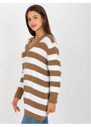 Béžovo hnedý pruhovaný sveter