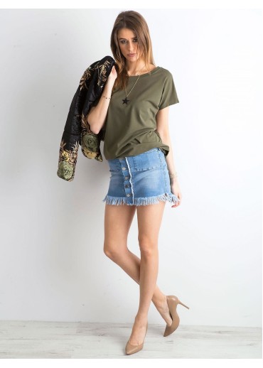 Khaki zelené basic tričko