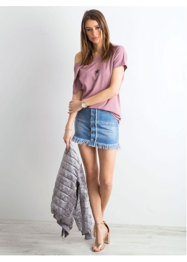 Tmavopúdrovo ružové bavlnené tričko