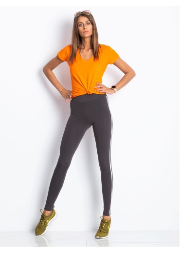 Khaki zelená legíny s lampasmi