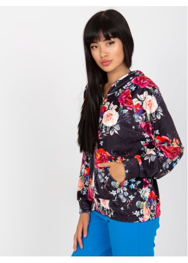 Čierna kvetovaná mikina