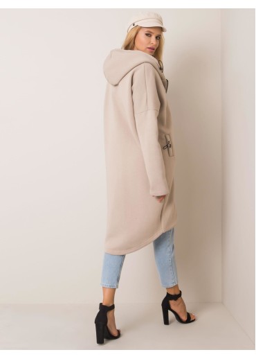 Béžovo hnedá predĺžená mikina