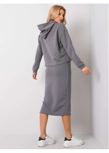 Tmavosivá teplákova súprava so sukňou