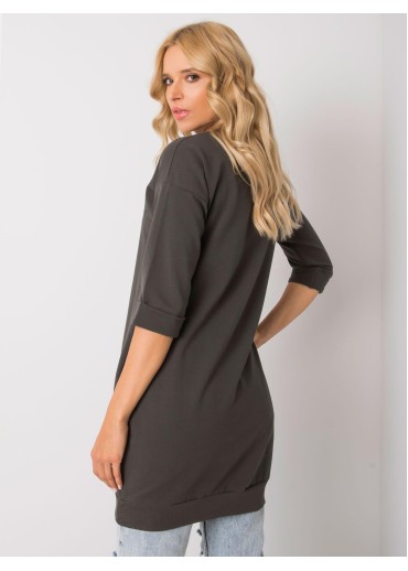 Khaki zelená predĺžená mikina