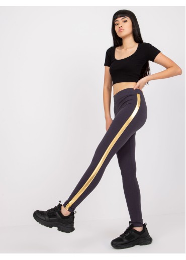 Grafitovo sivé legíny s lampasmi