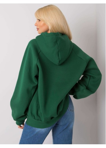 Tmavozelená oteplená mikina s kapucňou