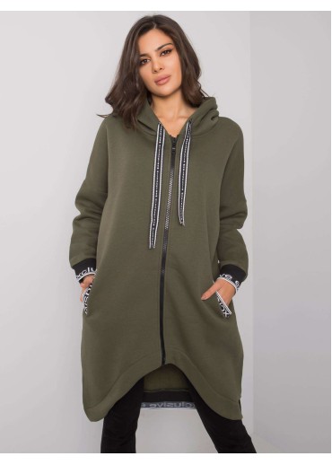 Khaki zelená asymetrická mikina