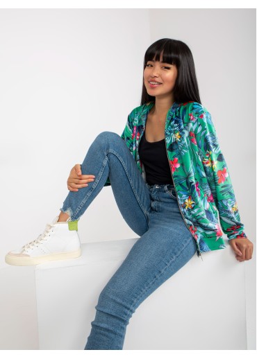 Zelená kvetovaná mikina