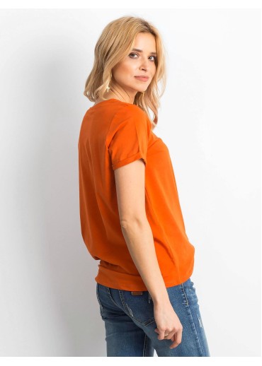 Karamelovo hnedé bavlnené tričko