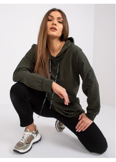 Khaki zelená predĺžená mikina