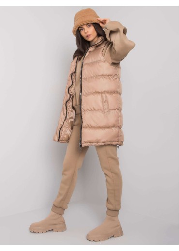 Béžovo hnedá tepláková súprava s vestou