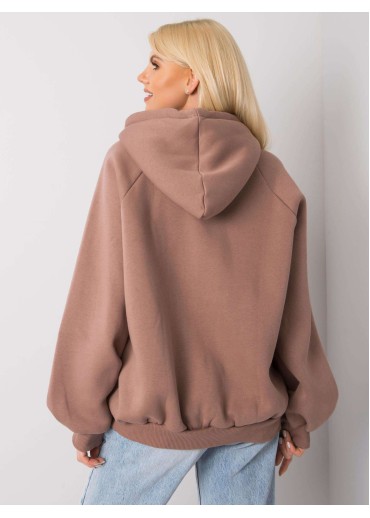 Béžovo hnedá oteplená mikina s kapucňou