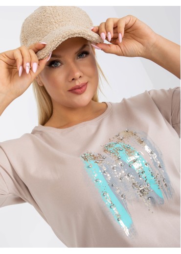 Béžovo hnedé tričko s potlačou