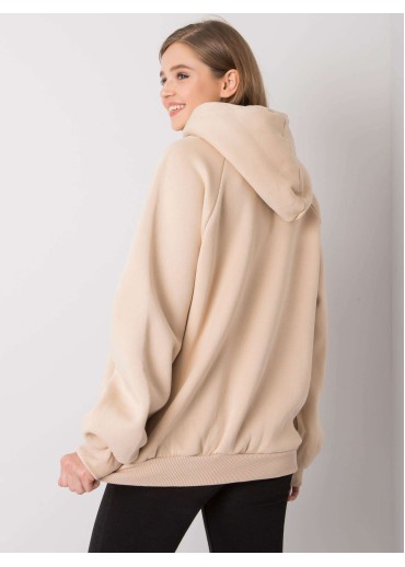 Béžovo hnedá oteplená mikina s kapucňou