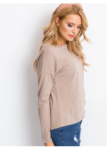 Béžovo hnedé basic tričko s dlhým rukávom