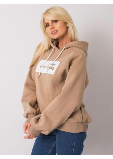 Kapučínovo hnedá oteplená mikina s kapucňou