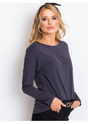 Grafitovo sivé basic tričko s dlhým rukávom