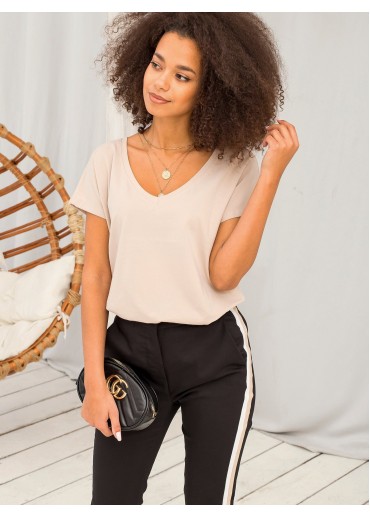 Béžovo hnedé basic tričko