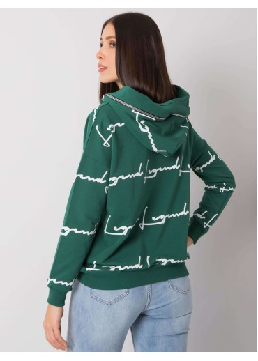 Tmavozelená dámska mikina s kapucňou