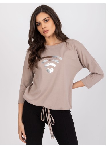 Béžovo hnedé tričko s potlačou