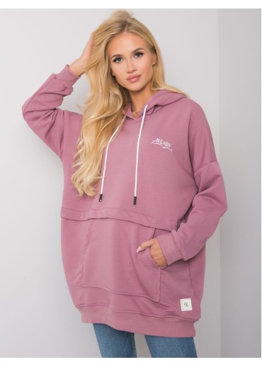 Tmavopúdrovo ružová mikina s kapucňou