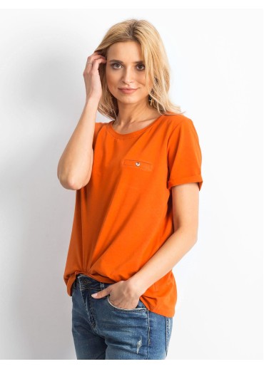 Karamelovo hnedé bavlnené tričko