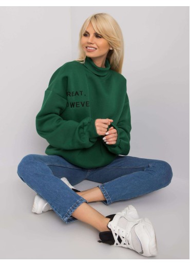 Tmavozelená mikina s rolákovým golierom