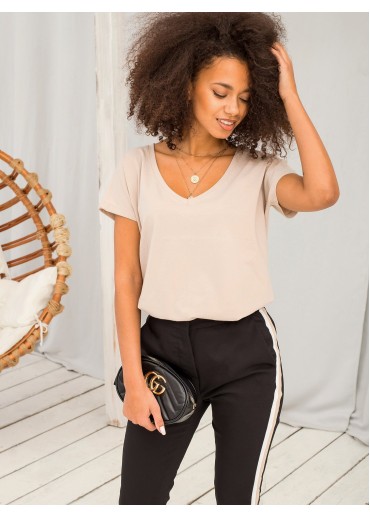 Béžovo hnedé basic tričko