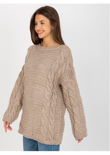 Béžovo hnedý pletený sveter