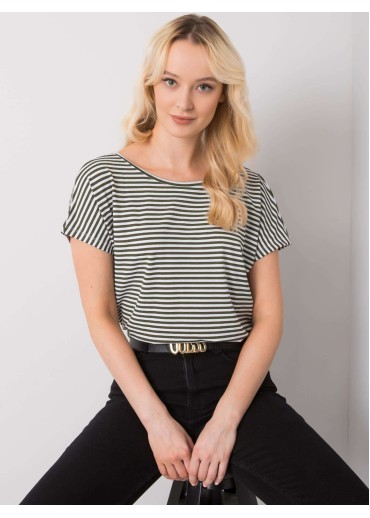 Khaki zelené pruhované tričko