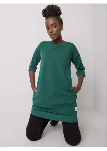 Tmavozelená predĺžená mikina