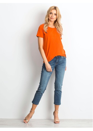 Karamelovo hnedé bavlnené tričko