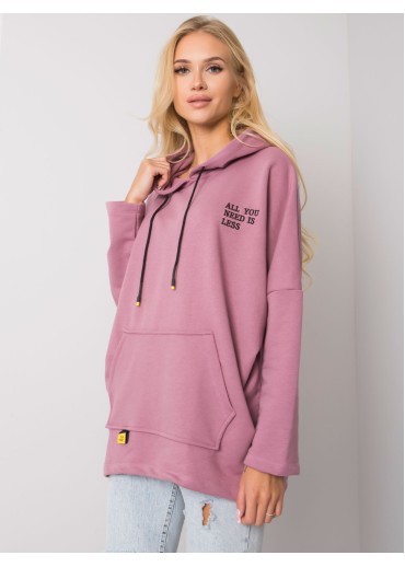 Tmavopúdrovo ružová mikina s kapucňou