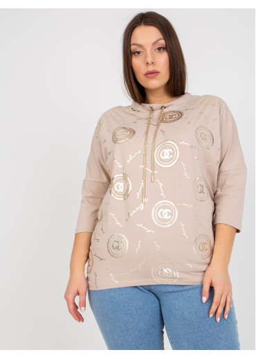 Béžovo hnedé tričko s potlačou