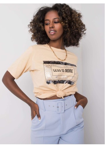 Béžovo hnedé bavlnené tričko