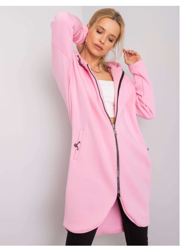 Púdrovo ružová predĺžená mikina