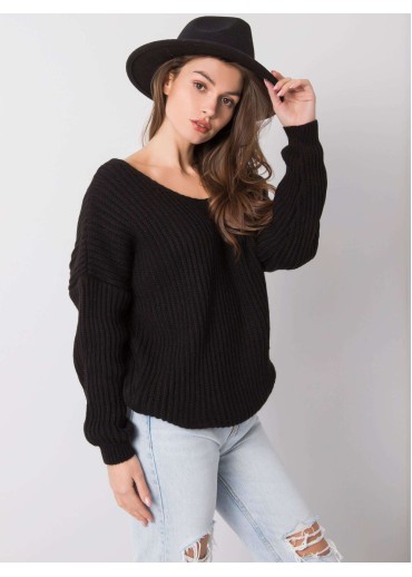 Čierny pulóver s čipkou