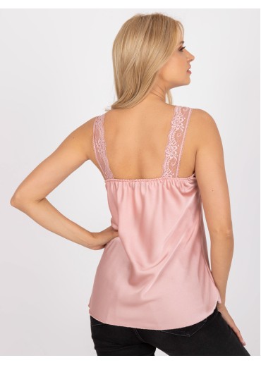 Tmavopúdrovo ružový top s čipkou