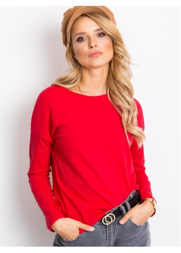 Červené basic tričko s dlhým rukávom
