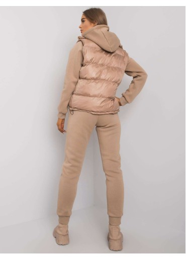 Béžovo hnedá tepláková súprava s vestou