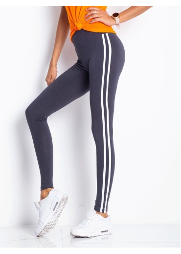 Grafitovo sivé legíny s lampasmi