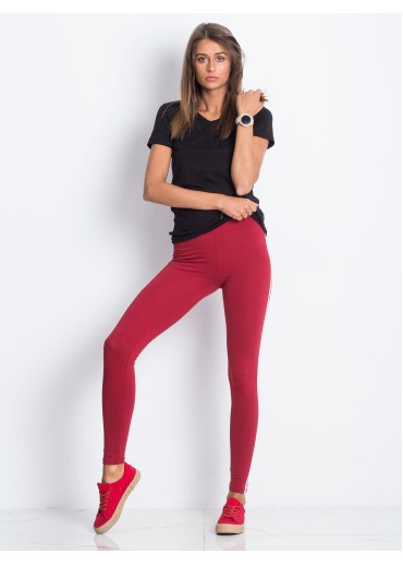 Bordovo červená legíny s lampasmi