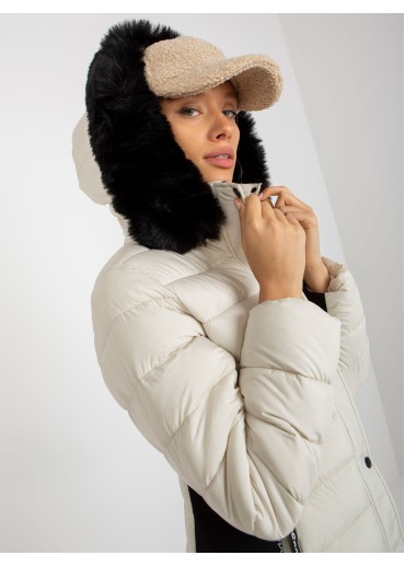 Béžovo hnedá prešívaná bunda