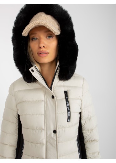 Béžovo hnedá prešívaná bunda