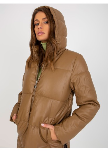Hnedá zimná bunda s kapucňou