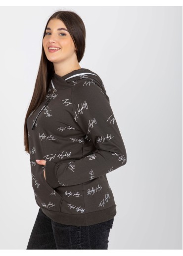 Khaki zelená mikina s kapucňou