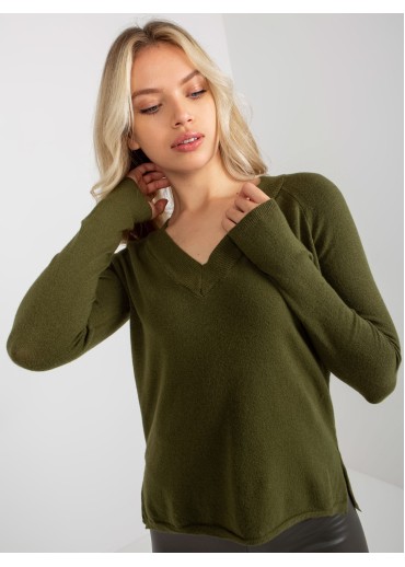 Khaki zelený pulóver