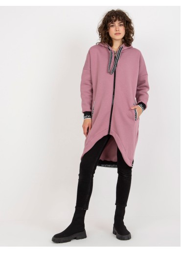 Tmavopúdrovo ružová asymetrická mikina